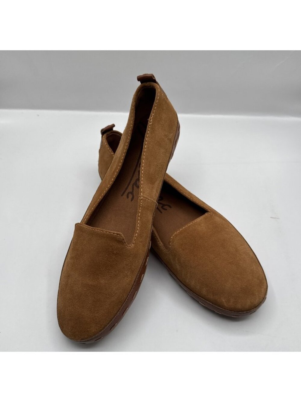 Zodiac Womens Didi Suede Slip On Hand Stitched Flats Size 7M Chestnut Brown EUC